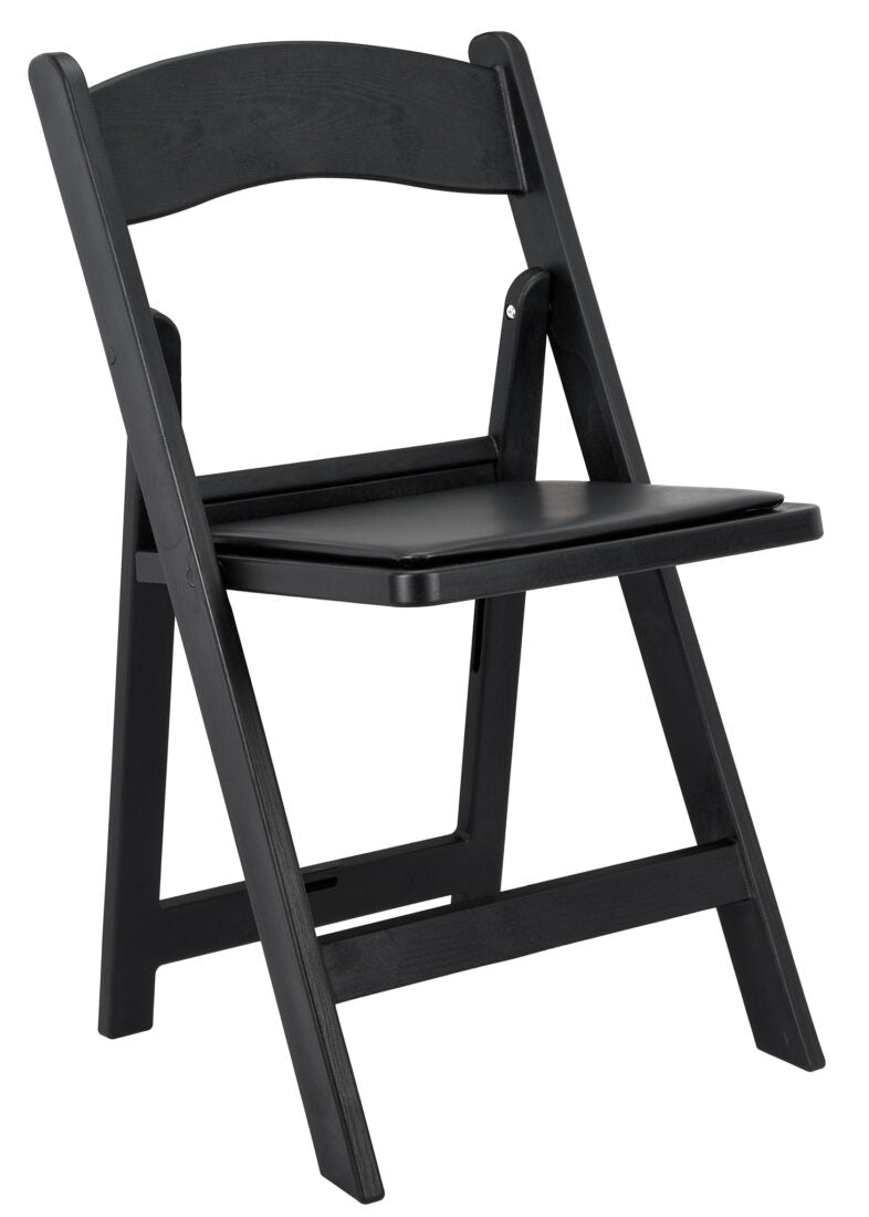 Black WoodGrain™ Resin Steel Skeleton™ Folding Chair with Black Seat (Per Chair Price Shown - Sold only in Quantities of 4)