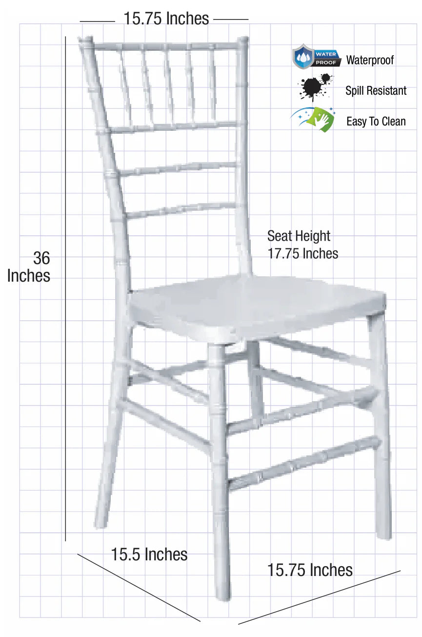 White ToughResin Chiavari Chair (Per Chair Price Shown - Sold only in Quantities of 2) Some Assembly Required